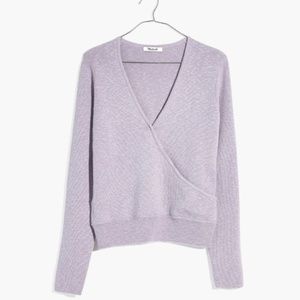Madewell Wrap- Front Lavender Pullover Sweater